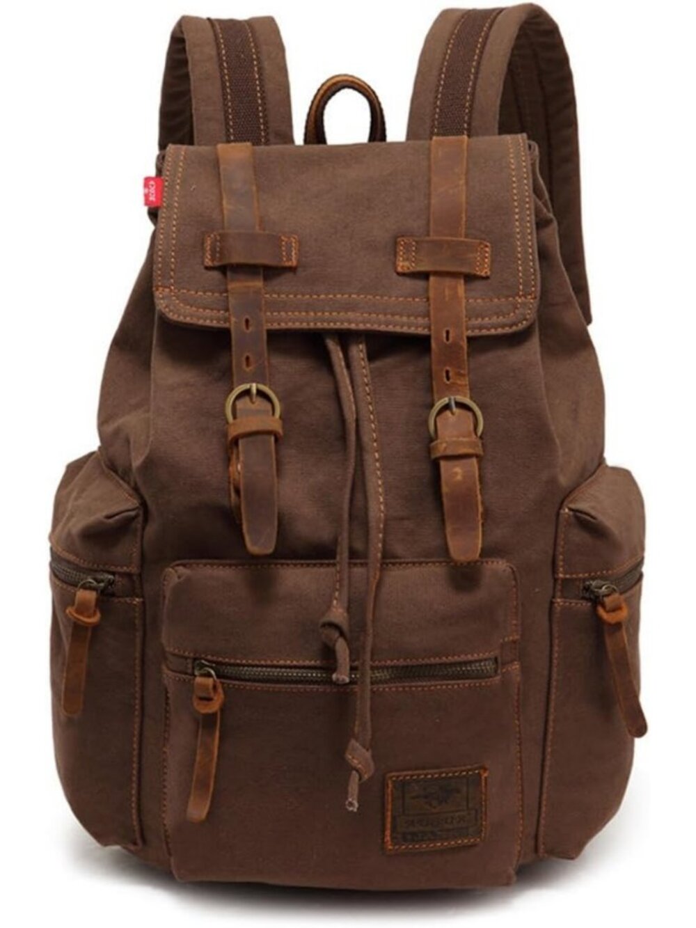 Vintage High Capacity Canvas Backpack for School, College, Hiking, Travel - Fits